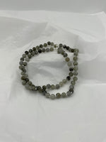 Natural Labradorite Gemstone Round Beaded Long Necklace Sterling Silver Clasp