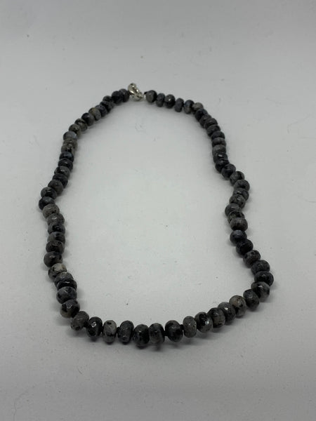 Natural Labradorite Gemstone 24" Faceted Rondelles Beaded Necklace