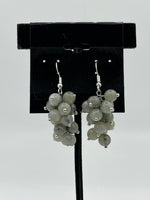 Natural Labradorite Gemstone Bead Grape Cluster Sterling Silver Dangle Earrings