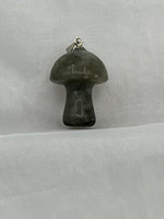 Natural Labradorite Gemstone 3D Carved Small Mushroom Toadstool Pendant