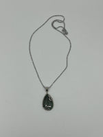 Natural Labradorite Gemstone Teardrop Cabochon Pendant on Chain Necklace