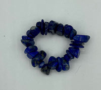 Natural Lapis Lazuli Gemstone Tumbled Chips Beaded Adjustable Stretch Ring