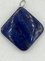 Natural Lapis Gemstone Large Flat Diamond Shaped Pendant