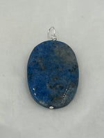 Natural Lapis Gemstone Carved Flat Oval Pendant