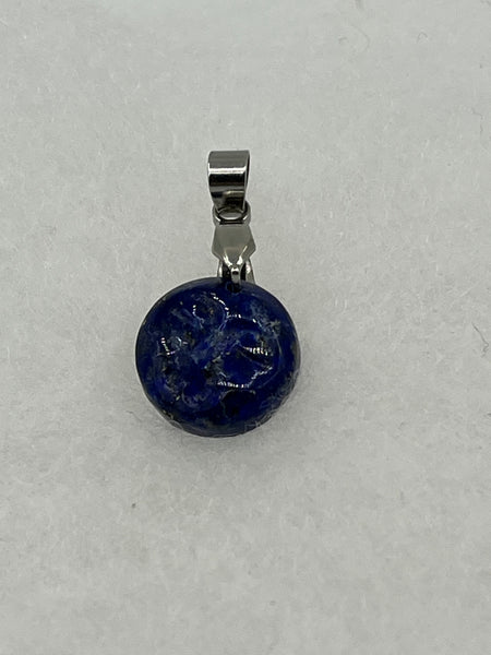 Natural Lapis Gemstone Small Carved Moon Face Pendant