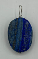 Natural Lapis Gemstone Caarved Flat Oval Pendant