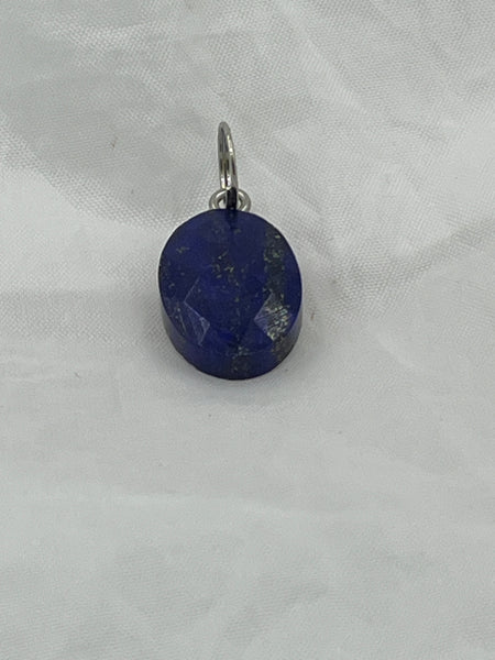 Natural Lapis Gemstone Small Faceted Oval Pendant