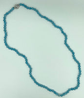Natural Larimar Gemstone 6 Millimeter Round Beaded Long Necklace