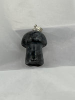 Natural Larvikite Gemstone Carved 3D Mushroom Toadstool Pendant