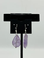 Natural Lavender Amethyst Gemstone Teardrop Sterling Silver Dangle Earrings