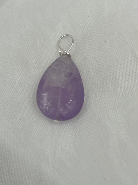 Natural Lavender Amethyst Gemstone Small Faceted Teardrop Pendant