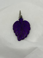 Purple Colored Howlite Gemstone Carved Leaf Pendant