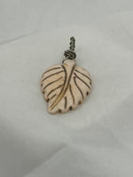 Natural White Howlite Gemstone Carved Leaf Pendant