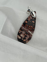 Natural Leopard Skin Jasper Gemstone Carved Long Teardrop Pendant