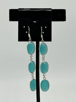 Natural London Blue Topaz Gemstone Faceted Ovals Sterling Silver Dangle Earrings