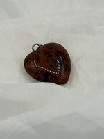Natural Mahogany Obsidian Gemstone Carved Puffed Heart Pendant