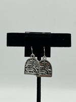 Silver Tone Christmas Nativity Manger Scene Charm Dangle Earrings