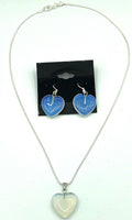 Natural Moonstone Gemstone Heart Pendant and Dangle Earrings Set