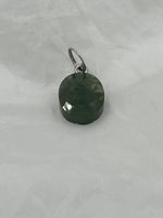 Natural Moss Agate Gemstone Small Faceted Oval Pendant