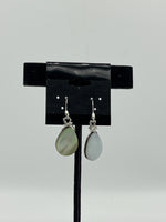 Natural White Mother of Pearl Shell Teardrop Sterling Silver Dangle Earrings