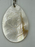 Natural Mother of Pearl Shell Large Teardrop with Carved Flower Pendant