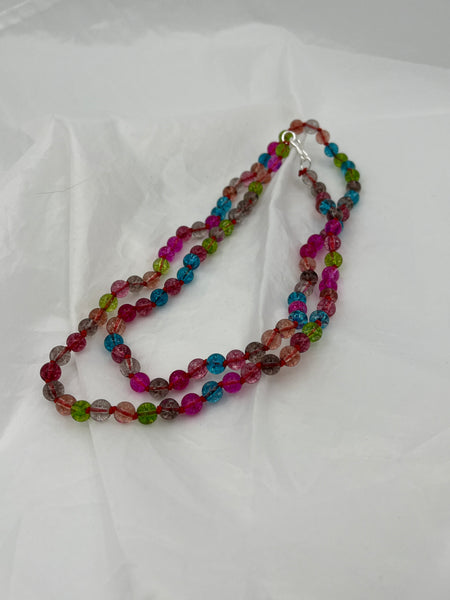 Natural Multicolor Tourmaline Gemstone 28" Long Round Beaded Necklace