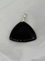 Natural Black Obsidian Gemstone Carved Flat Triangle Pendant