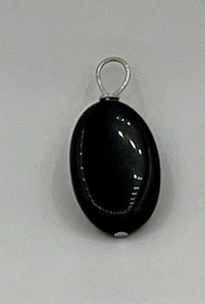 Natural Obsidian Gemstone Small Puffed Oval Pendant