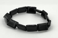 Natural Obsidian Gemstone Small Rectangles Beaded Stretch Bracelet