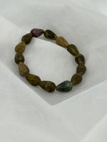 Natural Ocean Jasper Gemstone Faceted Teardrops Beaded Stretch Bracelet