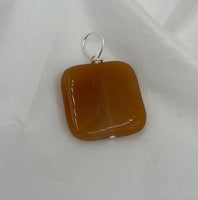 Natural Orange Aventurine Gemstone Carved Square Pendant