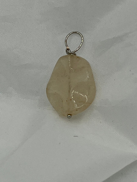 Natural Orange Aventurine Gemstone Small Carved Wavy Oval Pendant