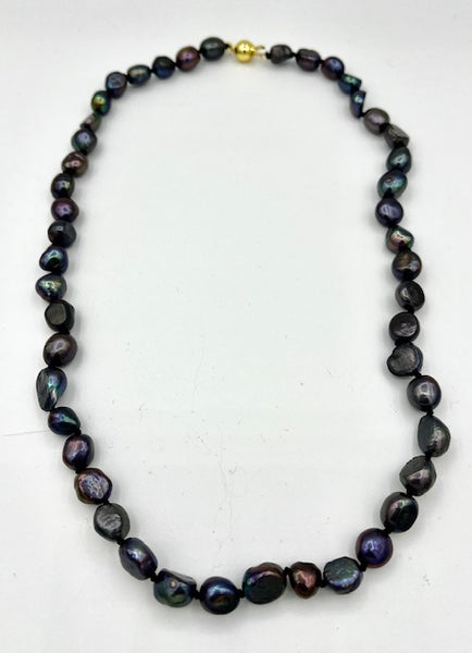 Natural Peacock Baroque Pearl Gemstone Beaded Necklace