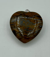 Natural Phantom Agate Gemstone Large Puffed Heart Pendant