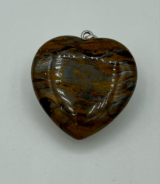 Natural Phantom Agate Gemstone Large Puffed Heart Pendant