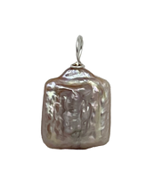 Natural Pink Pearl Gemstone Freeform Square Pendant