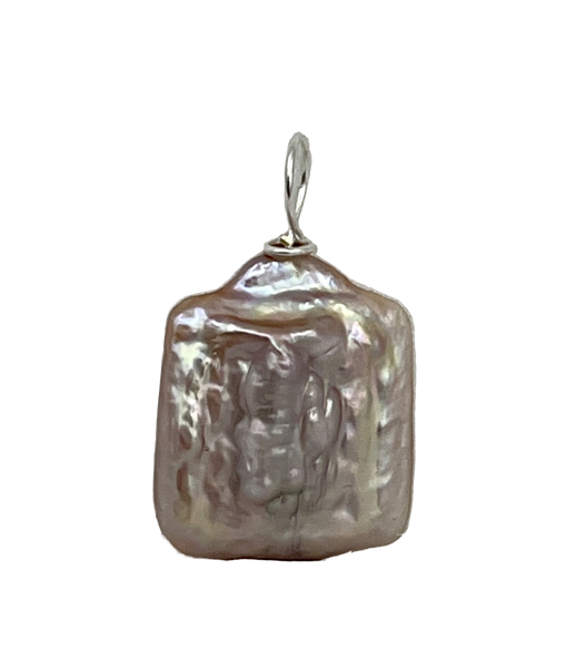 Natural Pink Pearl Gemstone Freeform Square Pendant