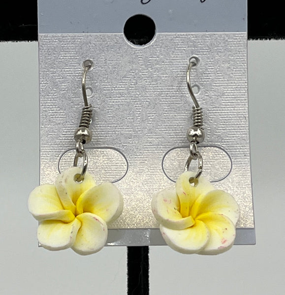 Cute Polymer Clay Yellow 3D Flower Dangle Earrings Spring Summer Jewelry