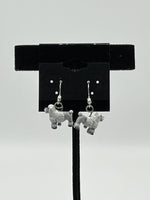 Ceramic 3D Poodle Dog Beaded Sterling Silver Dangle Earrings