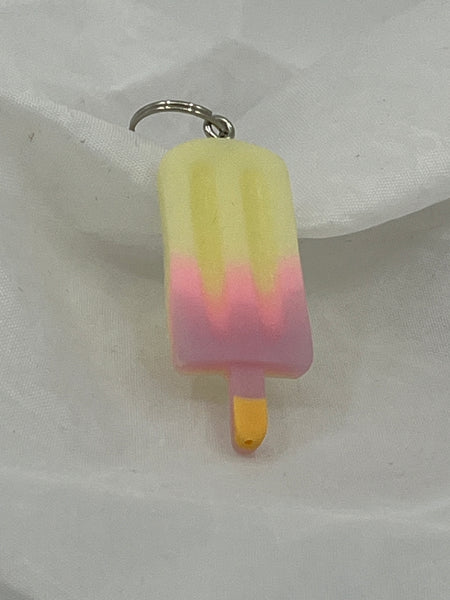 Pink and Yellow Acrylic 3D Popsicle Ice Cream Pendant or Charm Food Jewelry