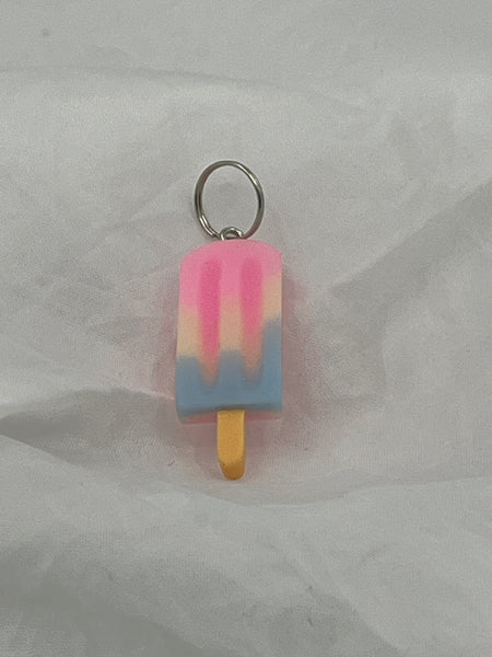 Pink Blue and White Acrylic Popsicle Ice Cream Bar Charm or Pendant
