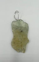 Natural Prehnite Gemstone Flat Freeform Pendant