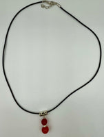 Natural Red Agate Gemstone Beaded Pendant on Adjustable Leather Cord Necklace