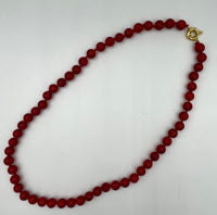 Natural Red Coral Gemstone 8 MM Round Beaded Necklace