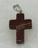 Natural Red Jasper Gemstone Small Carved Cross Pendant