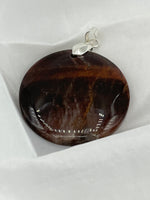 Natural Red Tiger Eye Gemstone Large Coin Pendant