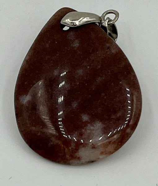 Natural Rodonite Gemstone Flat Teardrop Pendant