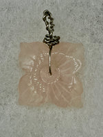 Natural Rose Quartz Gemstone Carved 4 Petal Flower Pendant