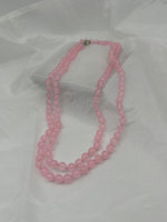 Natural Rose Quartz Gemstone Round Beaded 36" Long Necklace