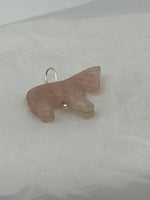 Natural Rose Quartz Gemstone Small Carved 3D Horse Animal Pendant